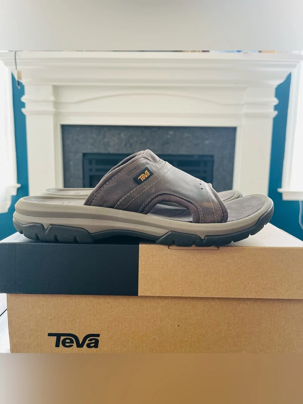 Sz 8 TEVA MEN'S LANGDON SLIDE SANDALS WALNUT  1015150